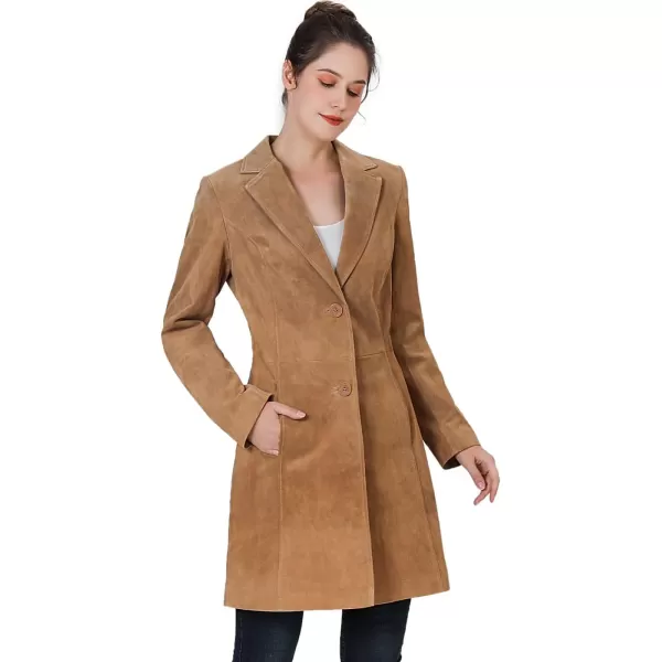 BGSD Women Mary Suede Leather Walker Coat Regular amp Plus Size amp PetiteCaramel