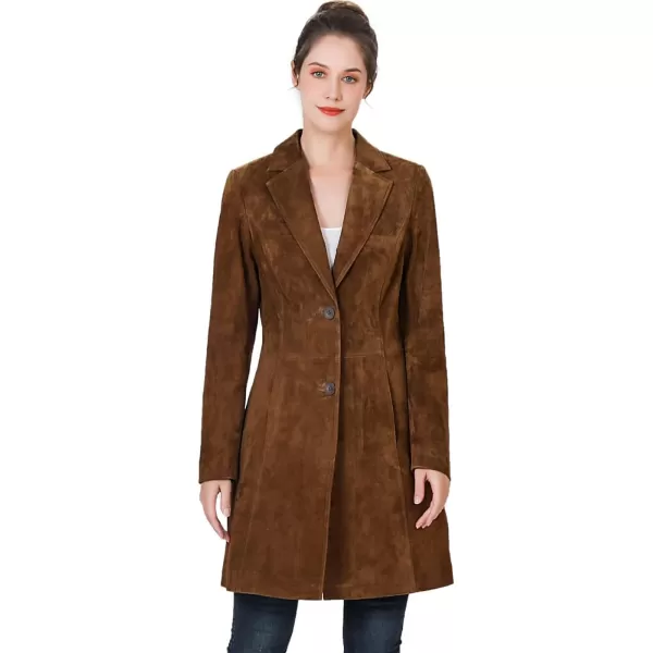 BGSD Women Mary Suede Leather Walker Coat Regular amp Plus Size amp PetiteTobacco