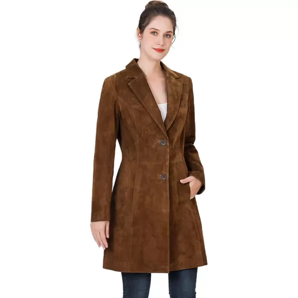 BGSD Women Mary Suede Leather Walker Coat Regular amp Plus Size amp PetiteTobacco