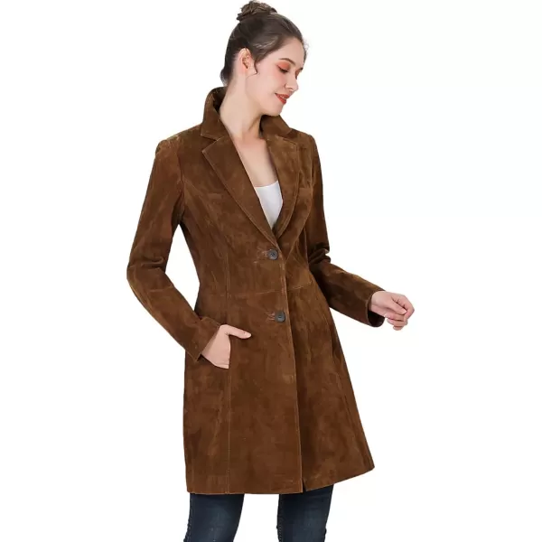 BGSD Women Mary Suede Leather Walker Coat Regular amp Plus Size amp PetiteTobacco