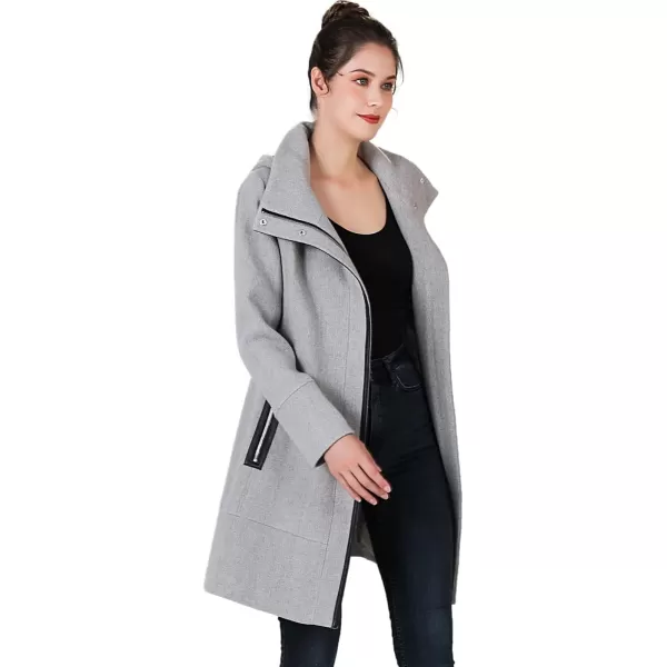 BGSD Women Meg Asymmetric Zipper Wool CoatGray