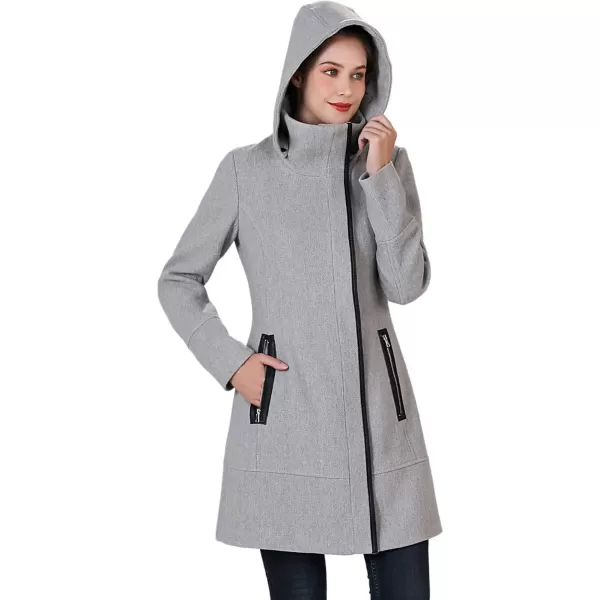 BGSD Women Meg Asymmetric Zipper Wool CoatGray