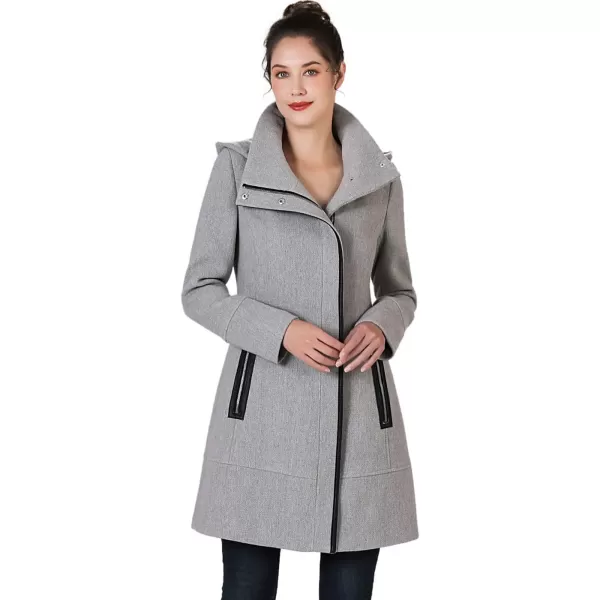 BGSD Women Meg Asymmetric Zipper Wool CoatGray