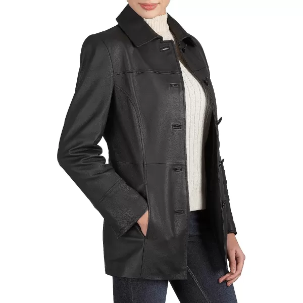 BGSD Women Megan Lambskin Leather Car Coat Regular amp Plus Size amp PetiteBlack