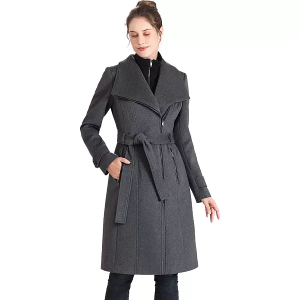 BGSD Women Mel Wool Belted Wrap Trench Coat with Removable Bib Regular amp Plus Size amp PetiteBGSD Women Mel Wool Belted Wrap Trench Coat with Removable Bib Regular amp Plus Size amp Petite