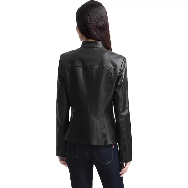 BGSD Women Mila Zip Front Lambskin Leather Jacket Regular amp Plus Size amp PetiteBlack