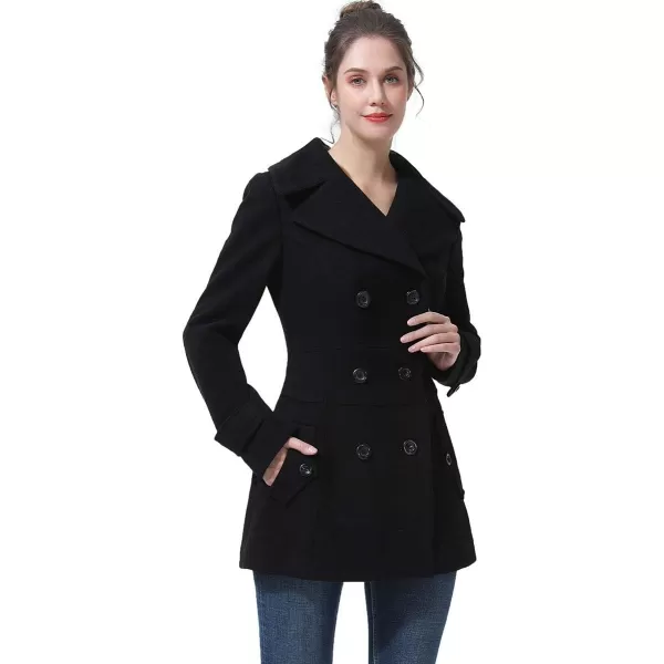 BGSD Women Mya Wool Pea Coat Regular amp Plus Size amp PetiteBlack