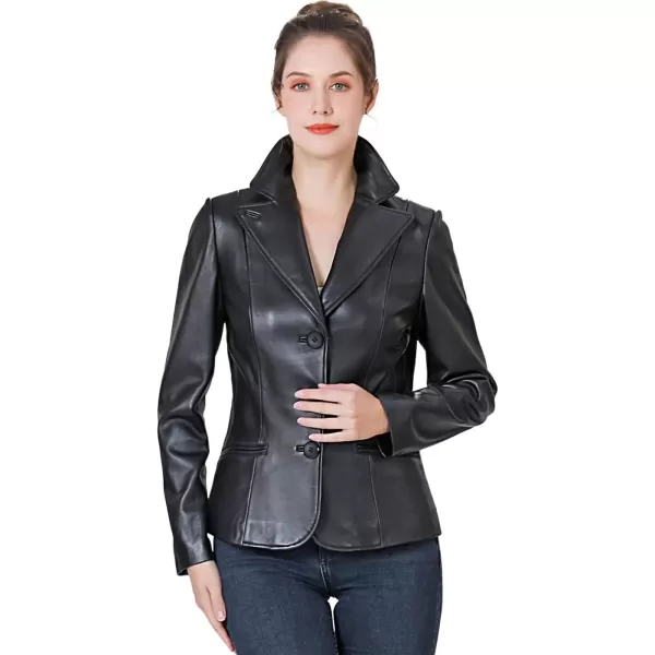 BGSD Women Nala Lambskin Leather Blazer Jacket Regular amp Plus Size amp PetiteBlack