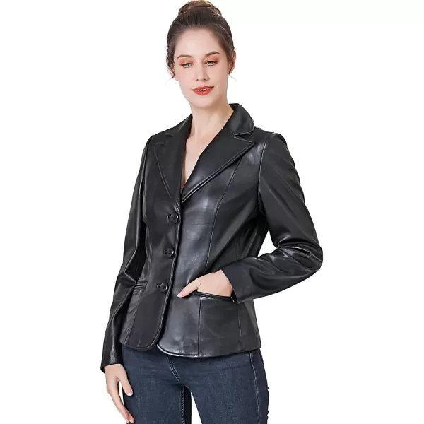 BGSD Women Nala Lambskin Leather Blazer Jacket Regular amp Plus Size amp PetiteBlack