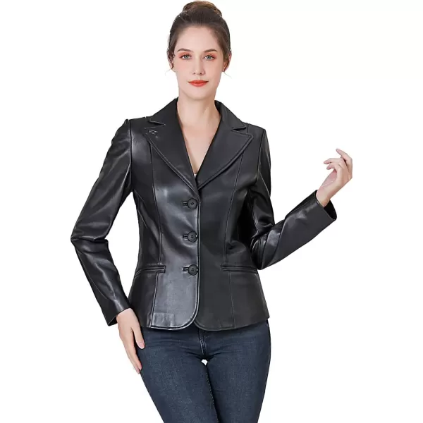 BGSD Women Nala Lambskin Leather Blazer Jacket Regular amp Plus Size amp PetiteBlack