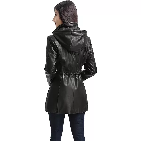 BGSD Women Natalie Lambskin Leather Anorak Coat Regular amp Plus Size amp PetiteBlack