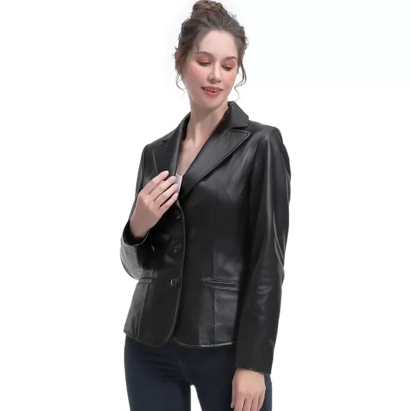 BGSD Women New Zealand Lambskin Leather Blazer Jacket Regular amp Plus Size amp PetiteBlack