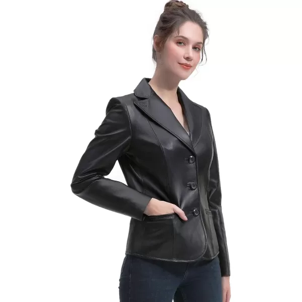 BGSD Women New Zealand Lambskin Leather Blazer Jacket Regular amp Plus Size amp PetiteBlack