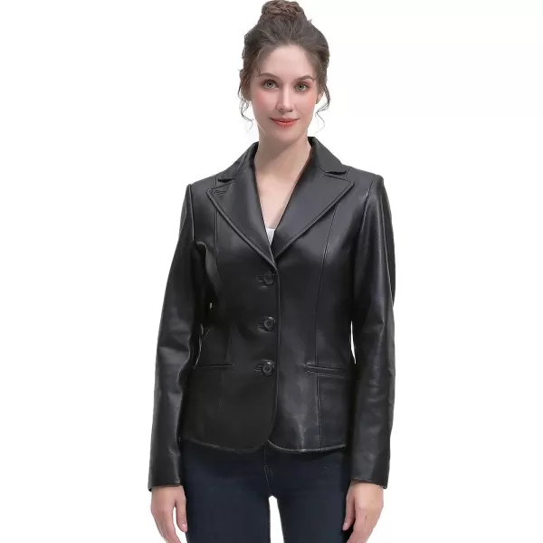 BGSD Women New Zealand Lambskin Leather Blazer Jacket Regular amp Plus Size amp PetiteBlack