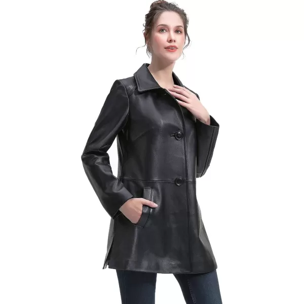 BGSD Women New Zealand Lambskin Leather Coat Regular amp Plus Size amp PetiteBlack