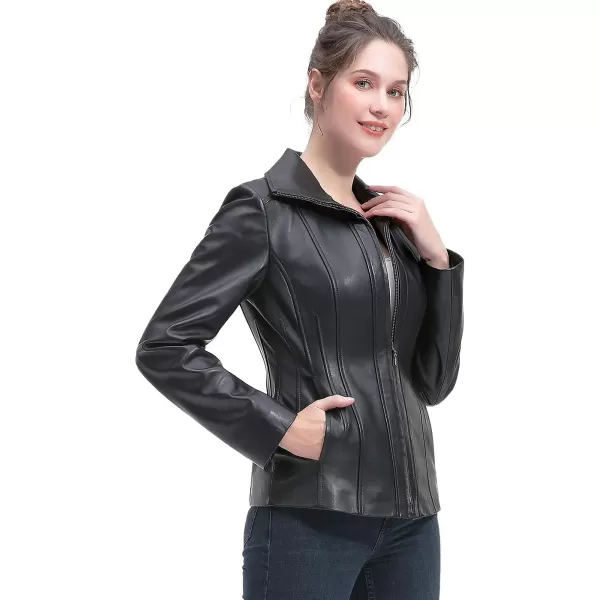 BGSD Women New Zealand Lambskin Leather Jacket Regular amp Plus Size amp PetiteBlack