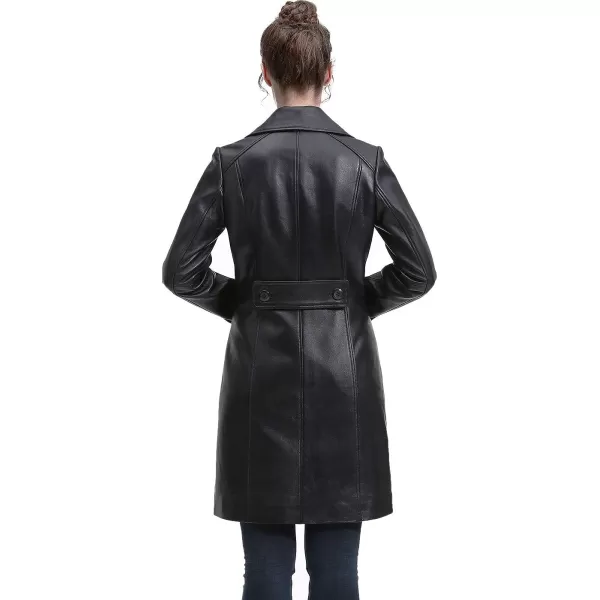 BGSD Women New Zealand Lambskin Leather Long Coat Regular amp Plus Size amp PetiteBlack