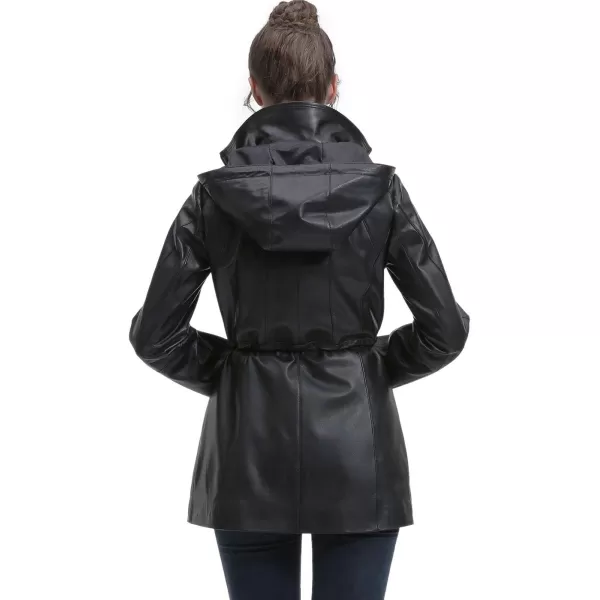 BGSD Women New Zealand Lambskin Leather Parka Coat Regular amp Plus Size amp PetiteBlack