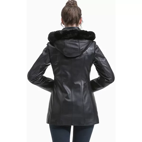 BGSD Women New Zealand Lambskin Leather Toggle Coat Regular amp Plus Size amp PetiteBlack