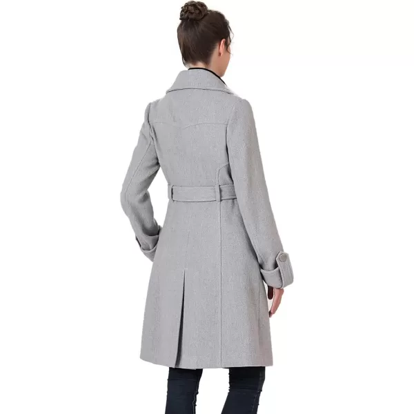 BGSD Women Nia Wool Belted Walker Coat with Removable Bib Regular amp Plus Size amp PetiteGray