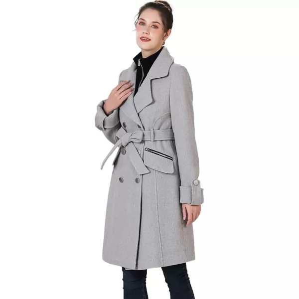 BGSD Women Nia Wool Belted Walker Coat with Removable Bib Regular amp Plus Size amp PetiteGray