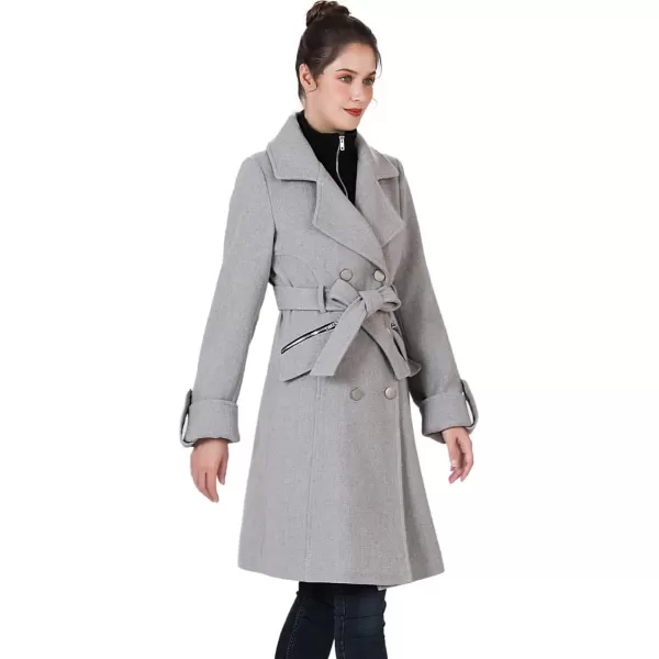 BGSD Women Nia Wool Belted Walker Coat with Removable Bib Regular amp Plus Size amp PetiteGray