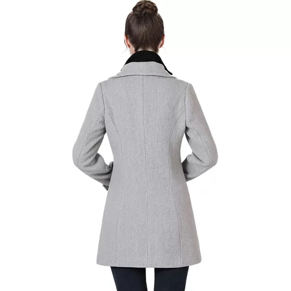 BGSD Women Noa Wool Asymmetric Zipper Coat with Removable BibGray