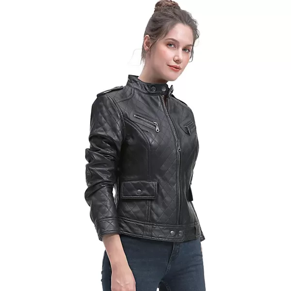 BGSD Women Quilted New Zealand Lambskin Leather Jacket Regular amp Plus Size amp PetiteBlack