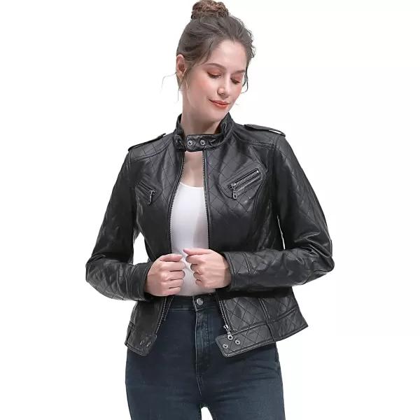 BGSD Women Quilted New Zealand Lambskin Leather Jacket Regular amp Plus Size amp PetiteBlack