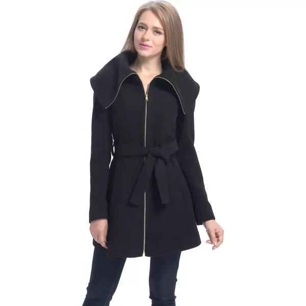 BGSD Women Robin Wool Fold Collar CoatBlack