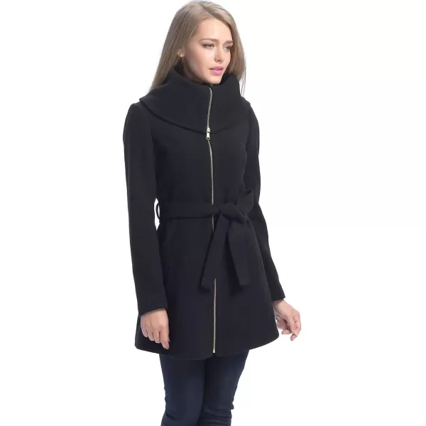 BGSD Women Robin Wool Fold Collar CoatBlack