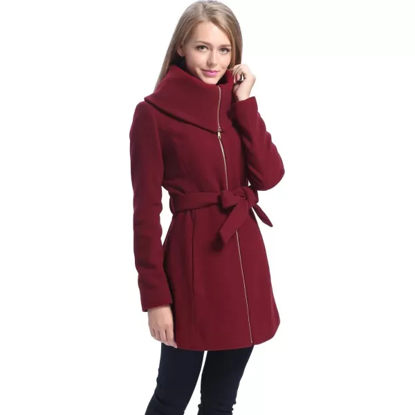 BGSD Women Robin Wool Fold Collar CoatWine