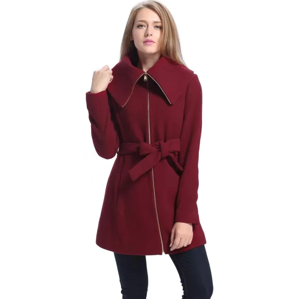 BGSD Women Robin Wool Fold Collar CoatWine