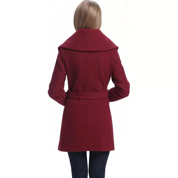 BGSD Women Robin Wool Fold Collar CoatWine