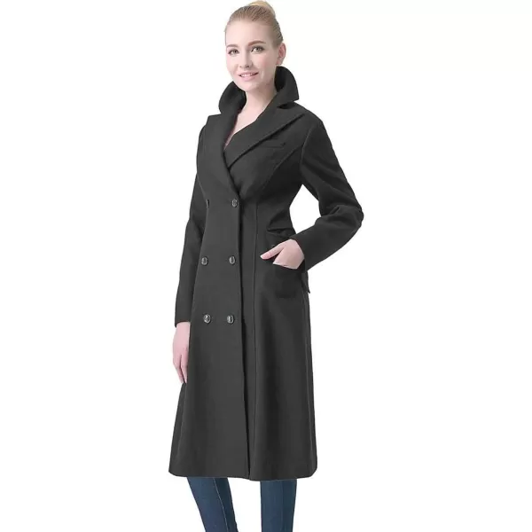 BGSD Women Romina Wool Long Walking Coat Regular and Plus SizeBlack