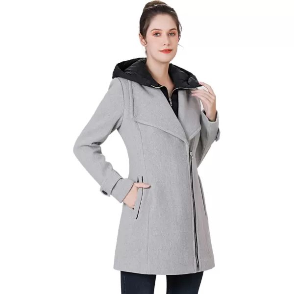 BGSD Women Rue Wool Asymmetric Zipper Coat with Removable HoodGray