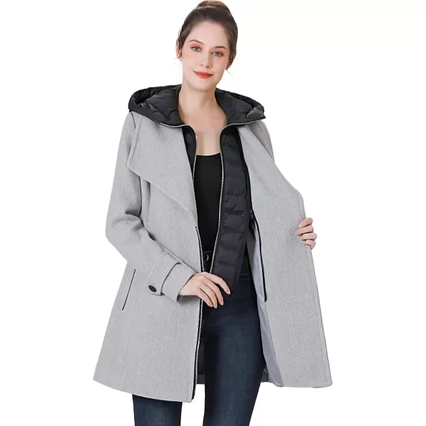 BGSD Women Rue Wool Asymmetric Zipper Coat with Removable HoodGray