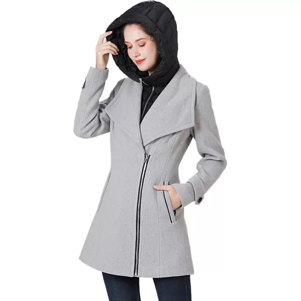 BGSD Women Rue Wool Asymmetric Zipper Coat with Removable HoodGray