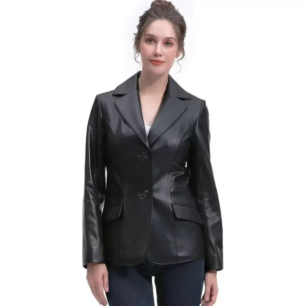 BGSD Women Ruth New Zealand Lambskin Leather Blazer Jacket Regular amp Plus Size amp PetiteBlack