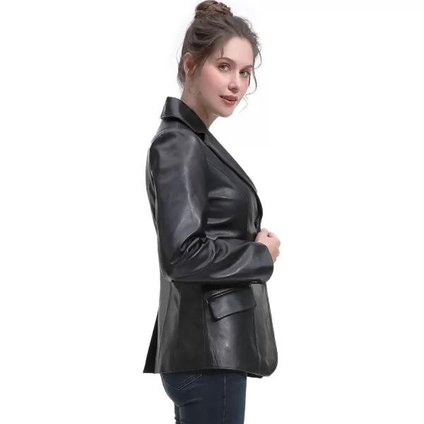 BGSD Women Ruth New Zealand Lambskin Leather Blazer Jacket Regular amp Plus Size amp PetiteBlack