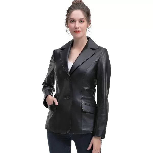 BGSD Women Ruth New Zealand Lambskin Leather Blazer Jacket Regular amp Plus Size amp PetiteBlack