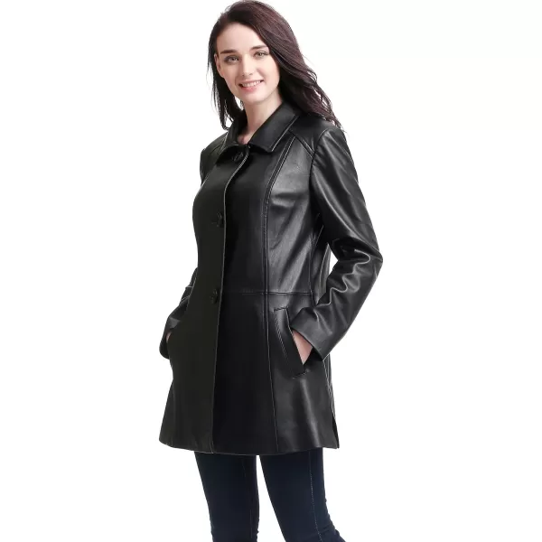 BGSD Women Sarah Lambskin Leather Coat Regular amp Plus Size amp PetiteBlack