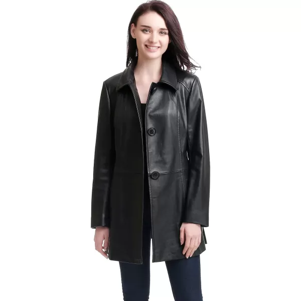 BGSD Women Sarah Lambskin Leather Coat Regular amp Plus Size amp PetiteBlack