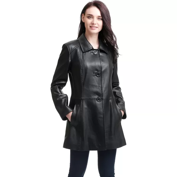 BGSD Women Sarah Lambskin Leather Coat Regular amp Plus Size amp PetiteBlack