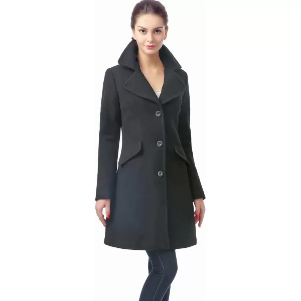 BGSD Women Sasha Wool Walking Coat Regular and Plus SizeBlack