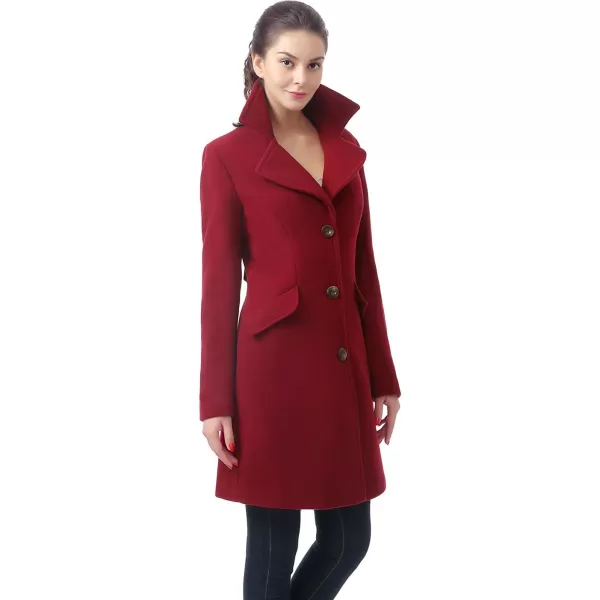 BGSD Women Sasha Wool Walking Coat Regular and Plus SizeWine