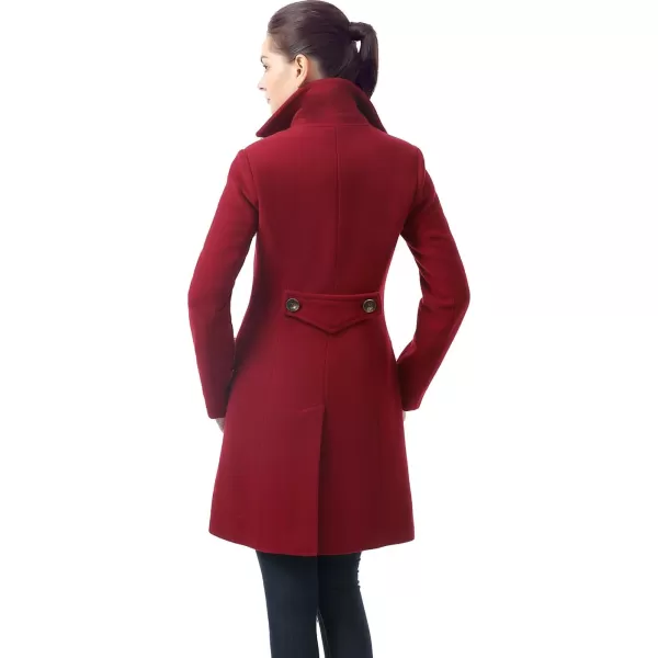 BGSD Women Sasha Wool Walking Coat Regular and Plus SizeWine