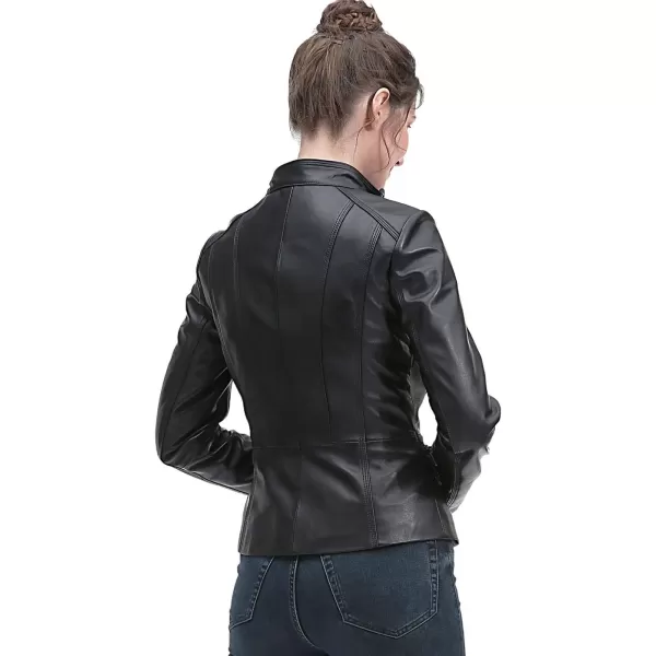 BGSD Women Seamed Lambskin Leather Scuba Jacket Regular amp Plus Size amp PetiteBlack