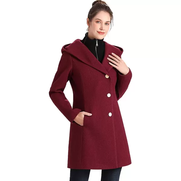 BGSD Women Sol Wool Asymmetrical Hooded Walker Coat Regular amp Plus Size amp PetiteRosewood