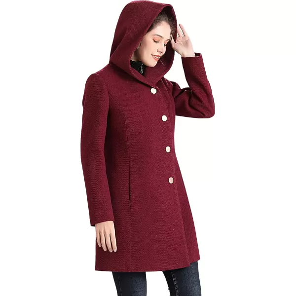 BGSD Women Sol Wool Asymmetrical Hooded Walker Coat Regular amp Plus Size amp PetiteRosewood